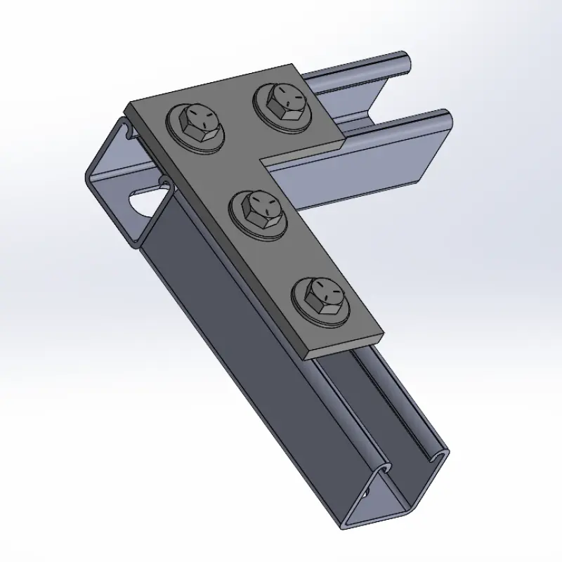 4 Hole Flat Fitting Corner Plate w/ Short Spring Channel Nuts