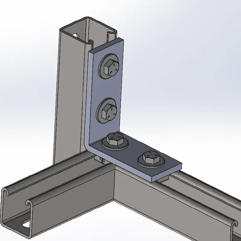 4 Hole 3 Way Corner Angle w/ Short Spring Channel Nuts