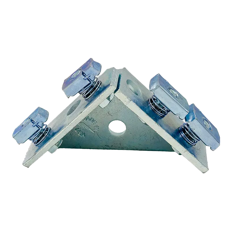 7 Hole Universal Gusset Corner Angle w/ Short Spring Channel Nuts